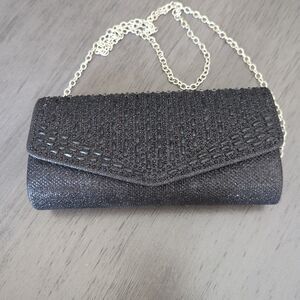 Handmade SPARKLY UNBRANDED BLACK EVENING HANDBAG CROSS BODY